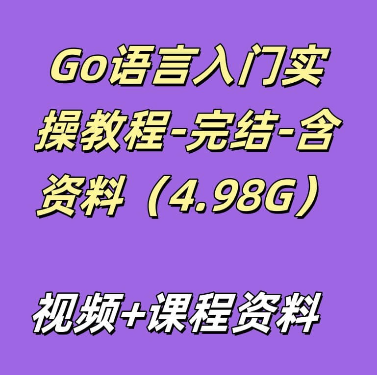 Go语言入门实操教程-完结-含资料（4.98G）