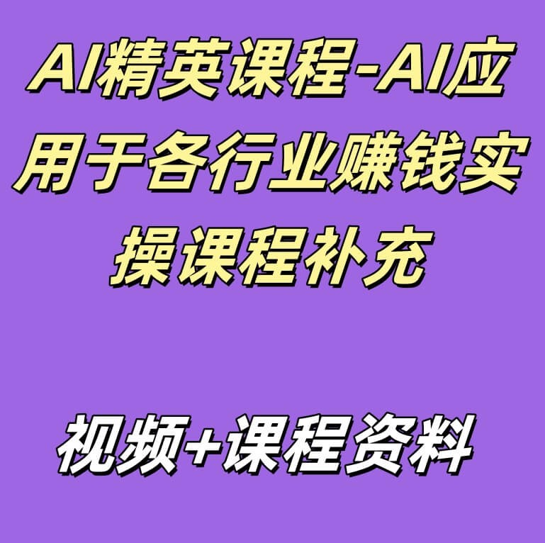 AI精英课程-AI应用于各行业赚钱实操课程补充